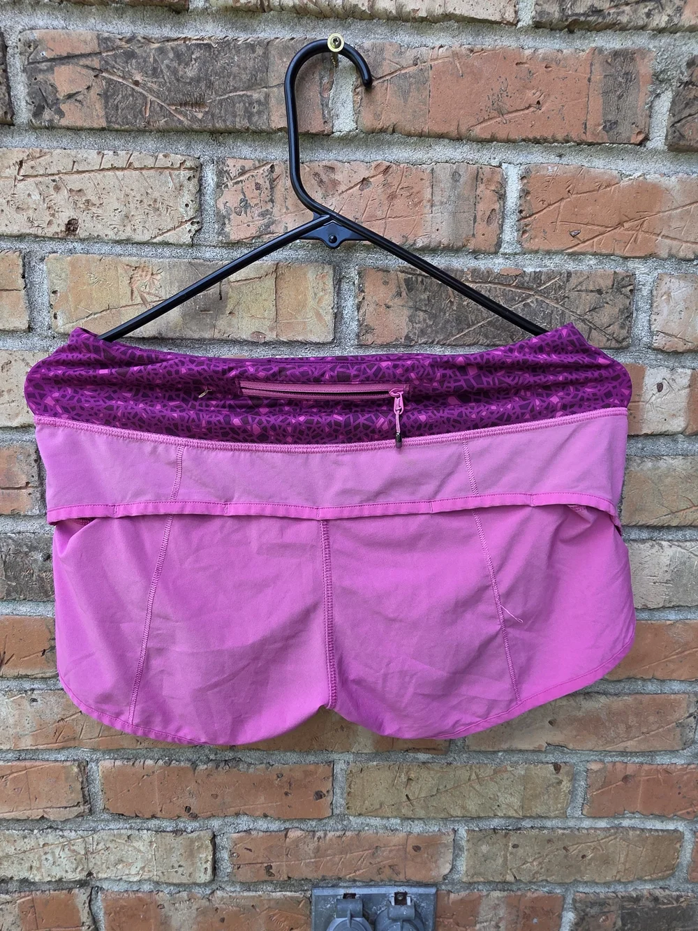 lululemon athletica Pink Layered Running Shorts with Patterned Waistband
